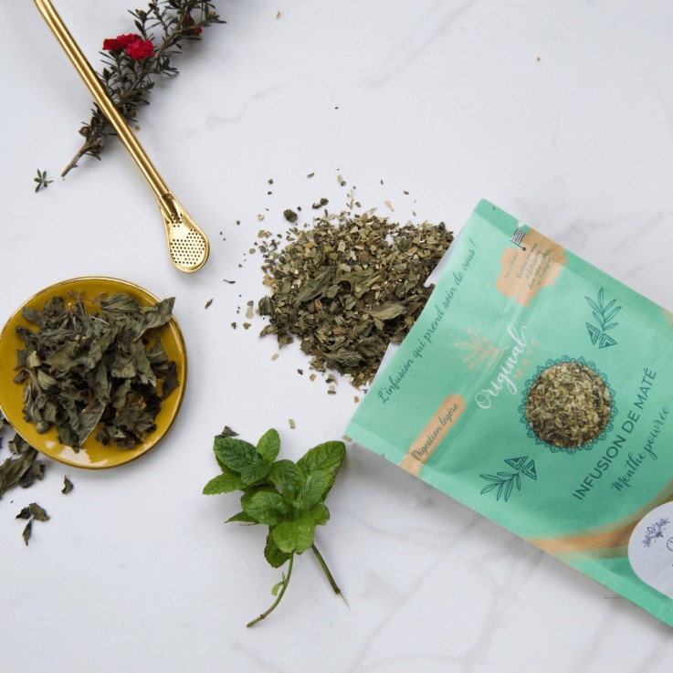 Infusion de maté Bio - Menthe poivrée (70g)