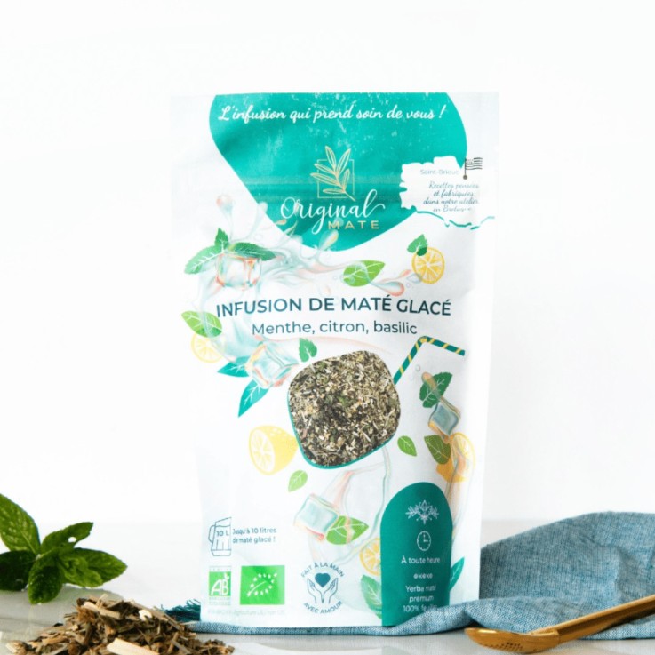Infusion de maté Bio - Glacé Menthe, Citron, Basilic (70g)