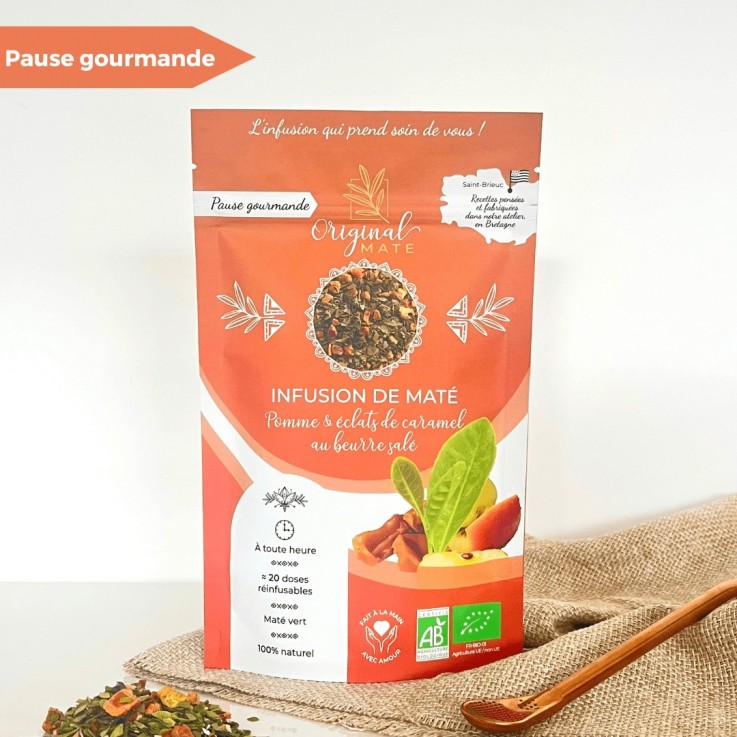 Infusion de maté Bio - Pomme & éclats de caramel au beurre salé (70g)