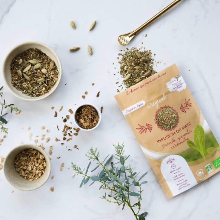 Infusion de maté Bio - Cannelle, gingembre, cardamome (70g)