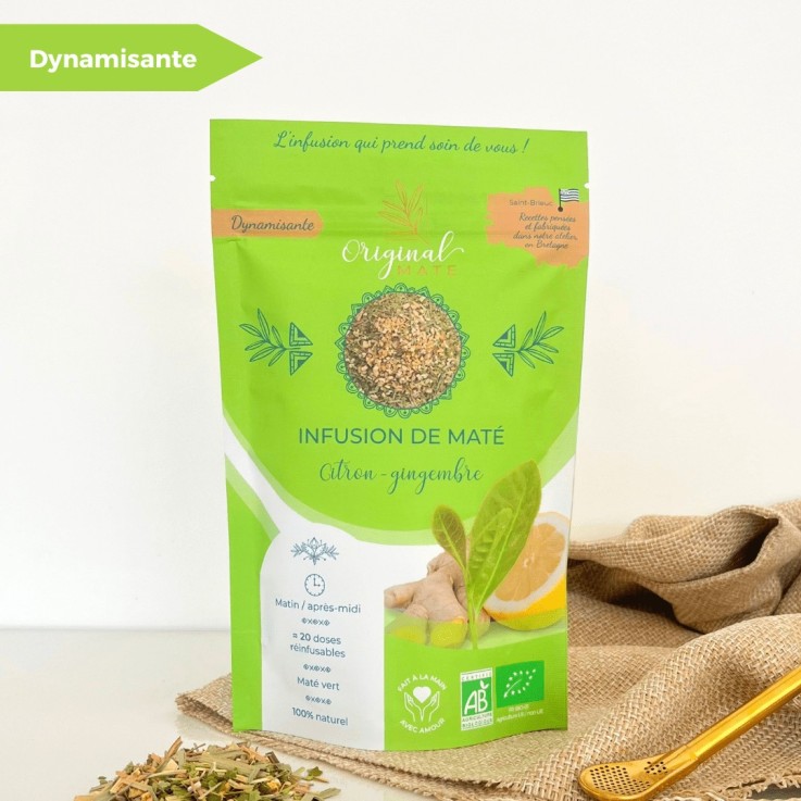 Infusion de maté Bio - Citron, gingembre (70g)