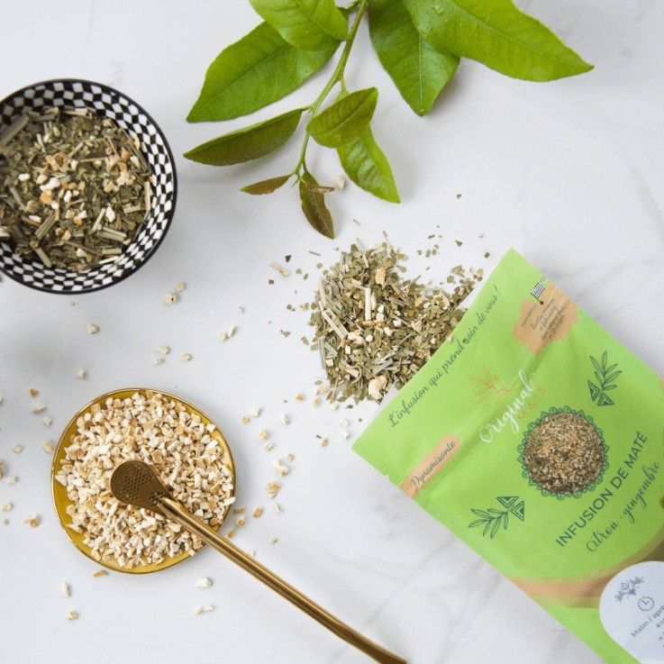 Infusion de maté Bio - Citron, gingembre (70g)
