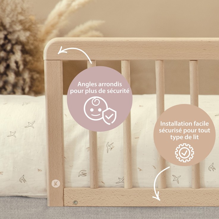Barrière anti chute de lit Turia en bois massif 110 cm