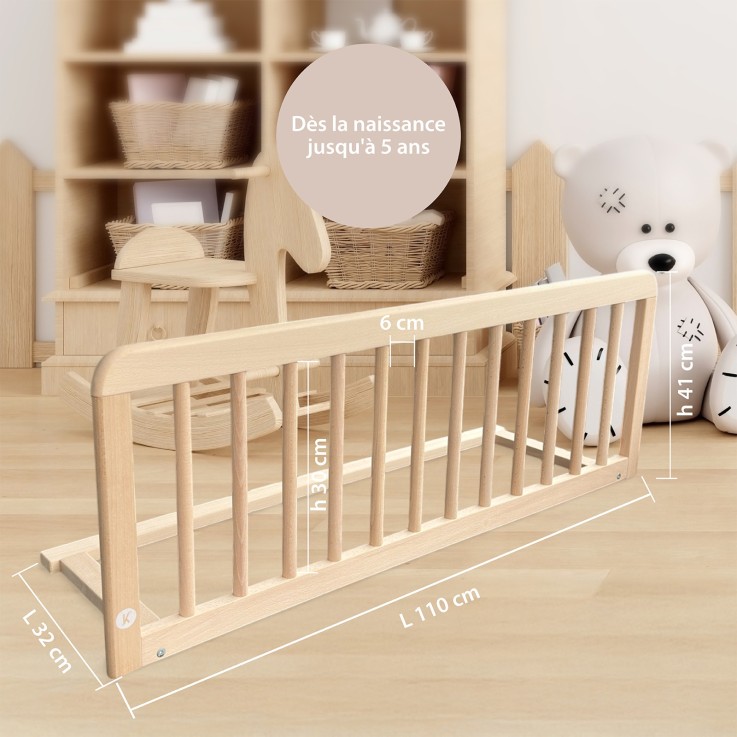 Barrière anti chute de lit Turia en bois massif 110 cm