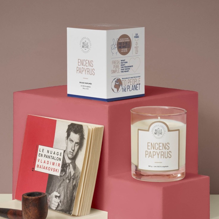 Bougie parfumée encens papyrus (190g)