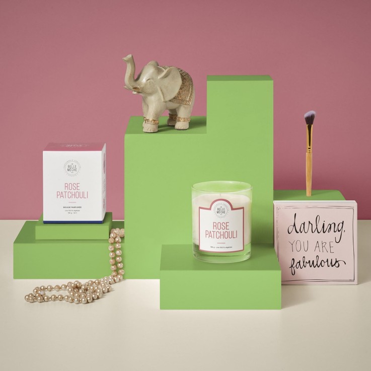 Bougie parfumée rose patchouli (190g)