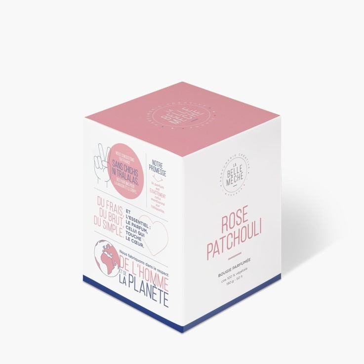 Bougie parfumée rose patchouli (190g)