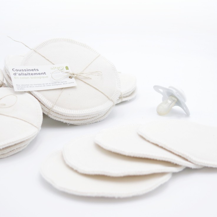 Coussinet d’allaitement lavable en Coton Bio x 4