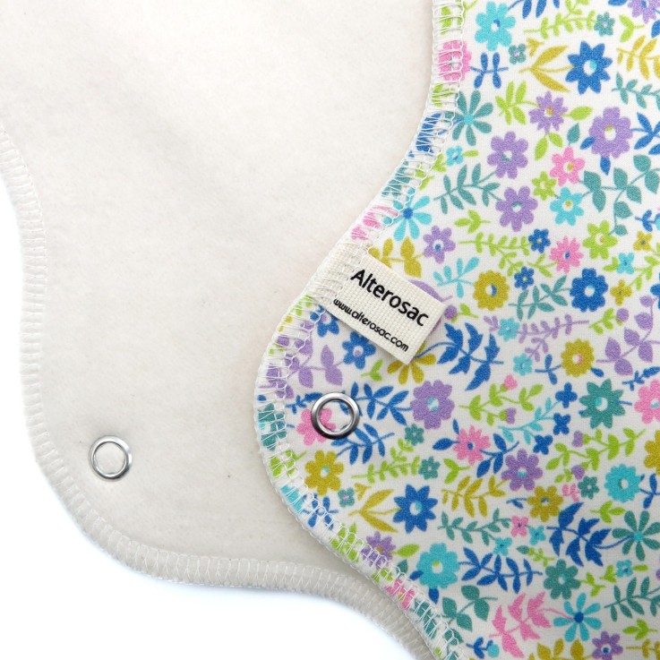 Serviette hygiénique lavable en Coton Bio L (flux abondant)