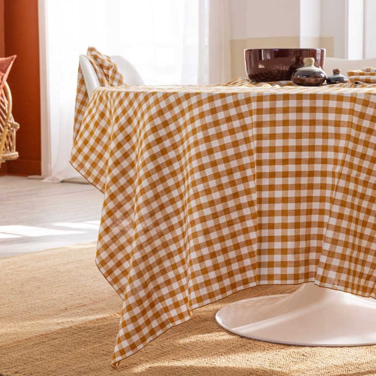 Nappe de table Passion Vichy en chanvre