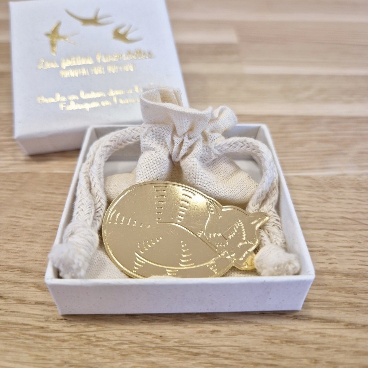 Broche laiton doré – Chat