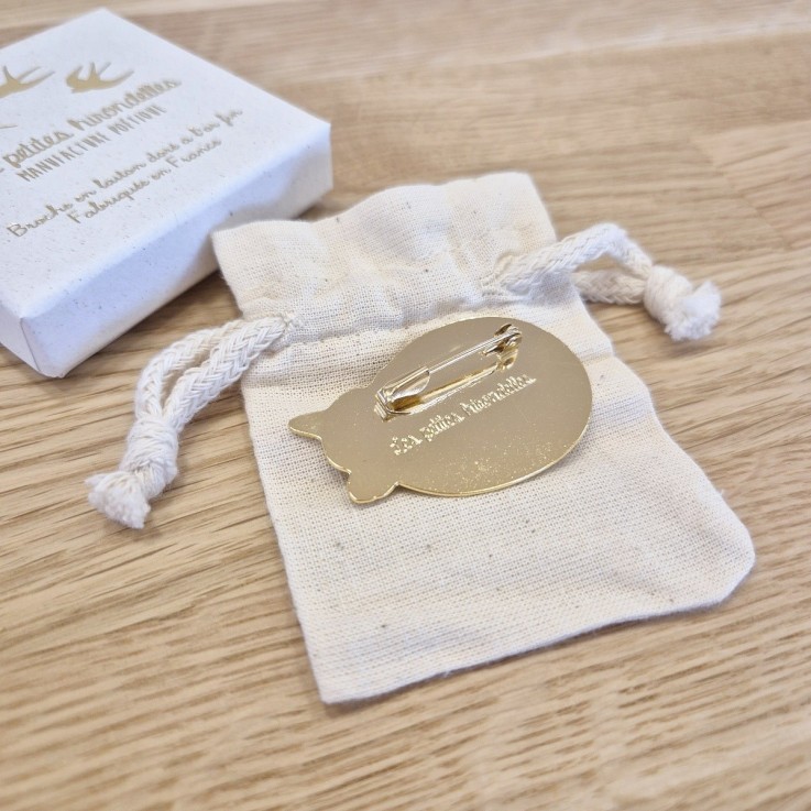 Broche laiton doré – Chat