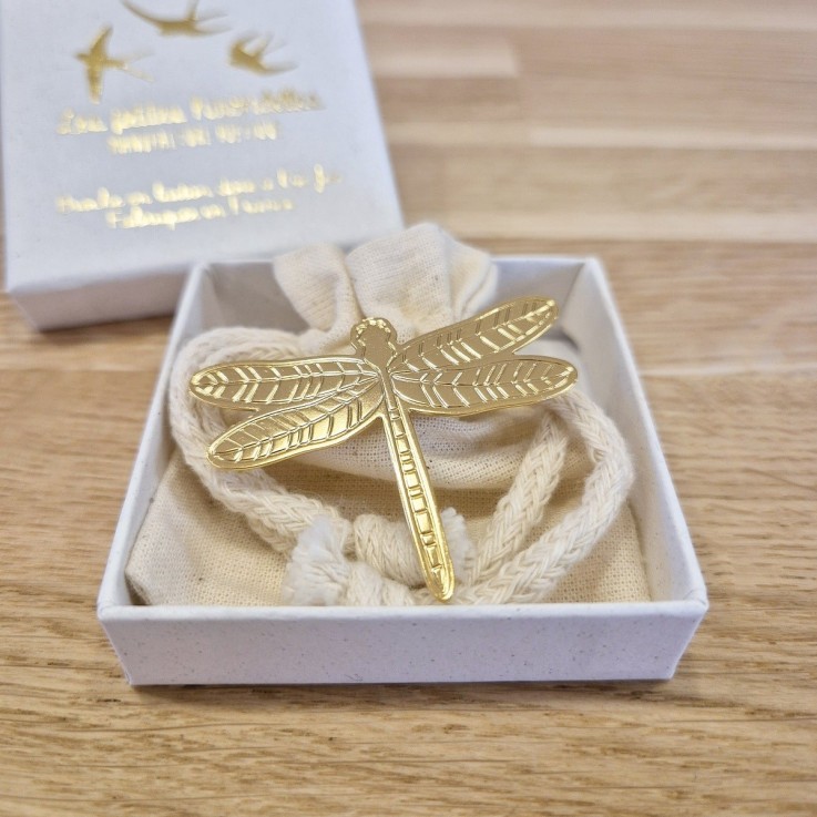 Broche laiton doré – Libellule