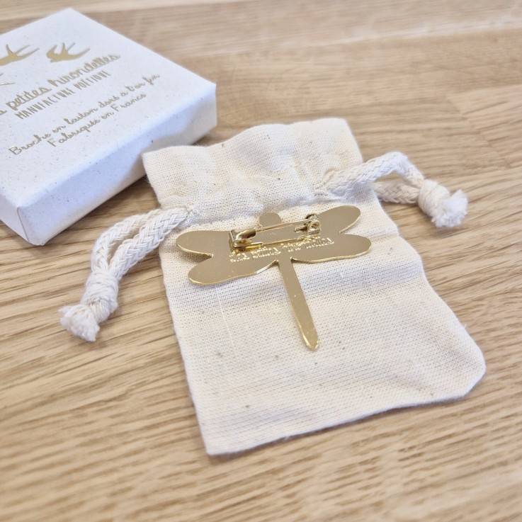 Broche laiton doré – Libellule