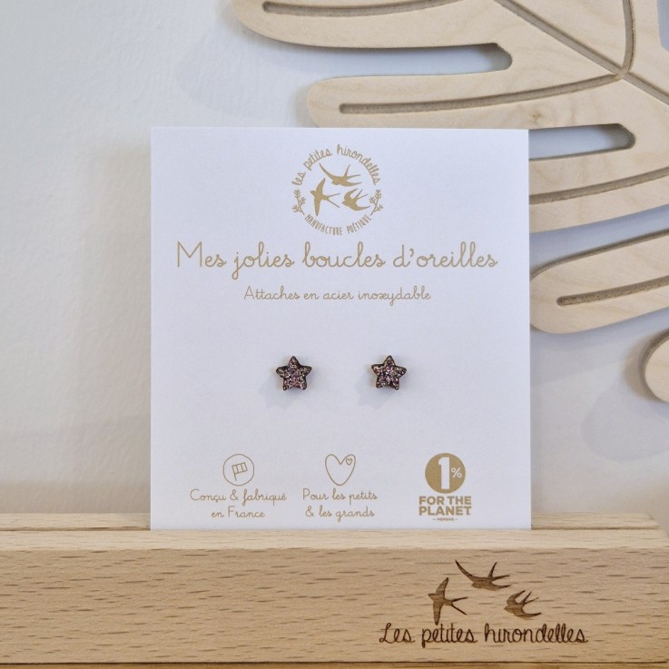 Boucles d’oreilles en bois – Etoiles