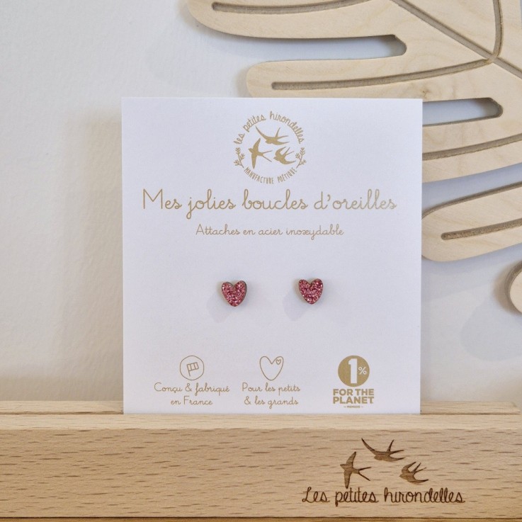 Boucles d’oreilles en bois – Cœurs