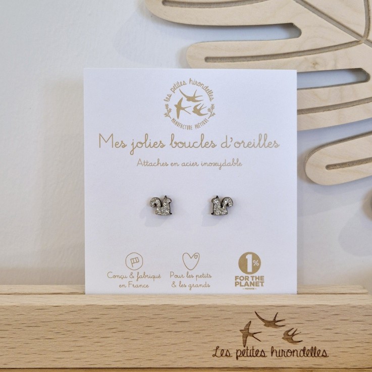 Boucles d’oreilles pailletées – Ecureuils