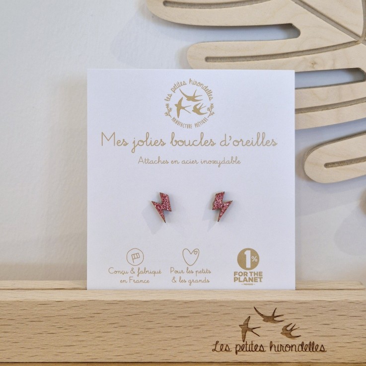 Boucles d’oreilles en bois – Eclairs