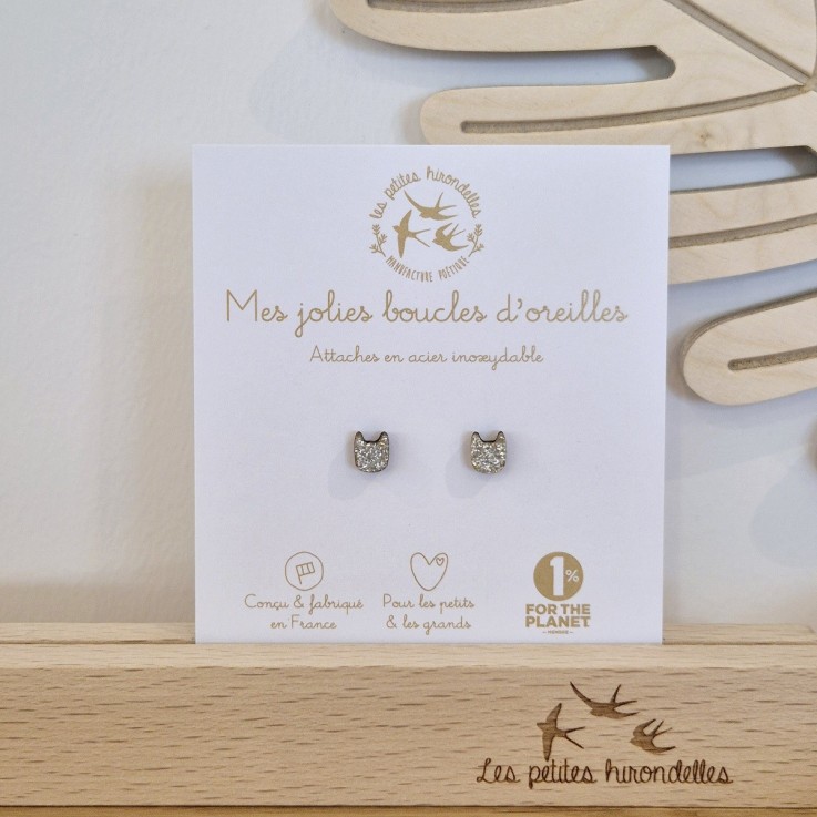 Boucles d’oreilles pailletées – Chats