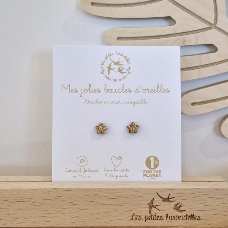 Boucles d’oreilles en bois – Etoiles