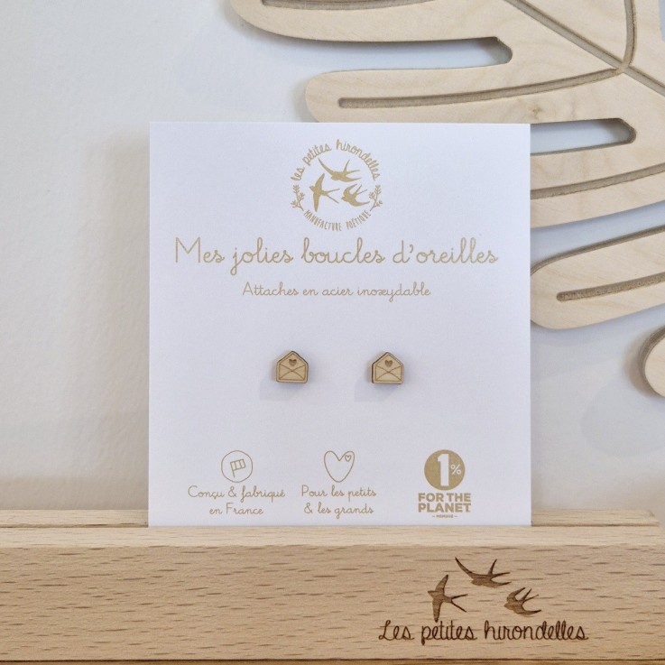 Boucles d’oreilles en bois – Enveloppes