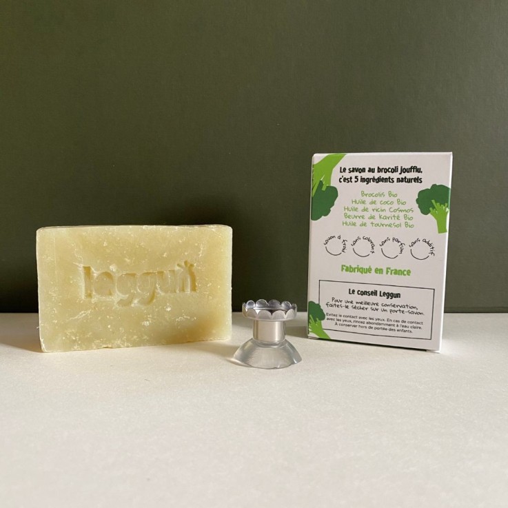 Savon au brocoli joufflu bio + porte-savon aimanté