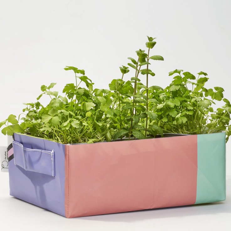 Kit potager mobile prêt à planter avec 6 aromates bio