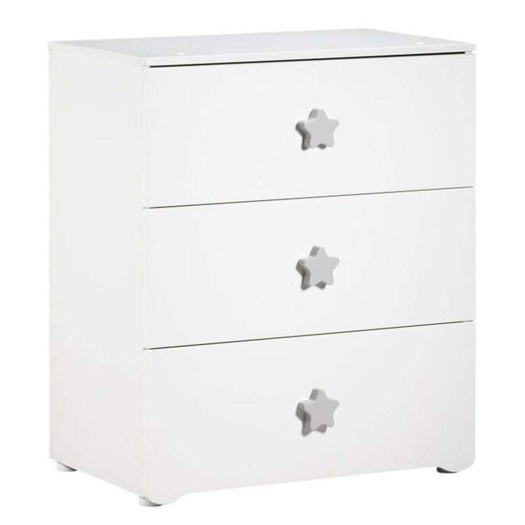 Commode à langer 3 tiroirs - Boutons étoile gris