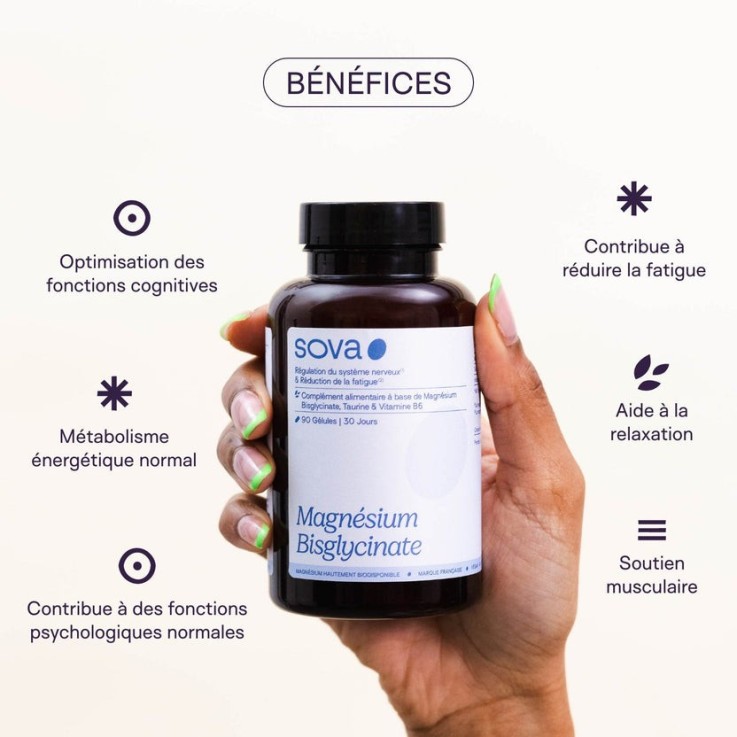 Complément alimentaire Magnesium - Réduction de la fatigue & fonction musculaire - 90 gélules/1 mois de cure
