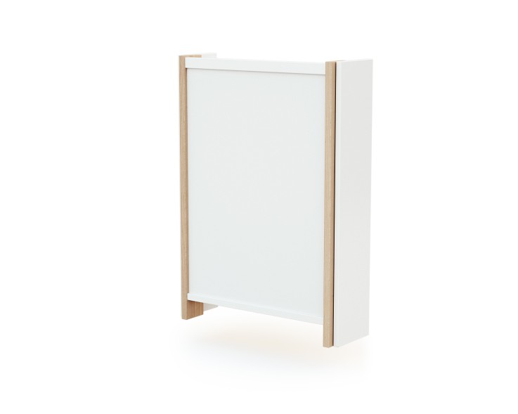 Table à langer murale rabattable en bois avec matelas EAZY Blanc et Hêtre Verni