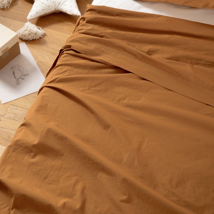 Drap plat 1 personne en Percale de Coton Bio lavé