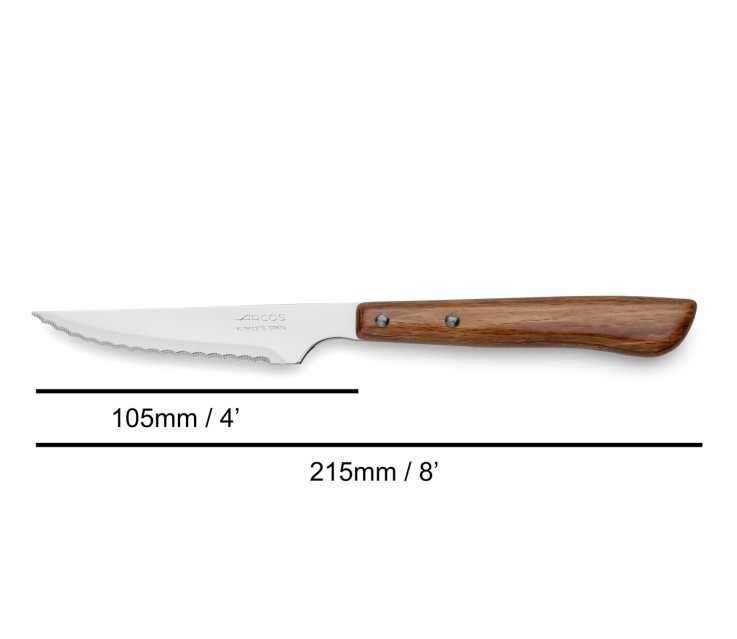 Couteau à steak cranté Forest en bois de peuplier lame Acier Inoxydable (inox) lame 10,5 cm