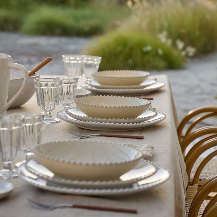 Set Table 12 Pièces avec Bol à soupe/pâtes Pearl e grès