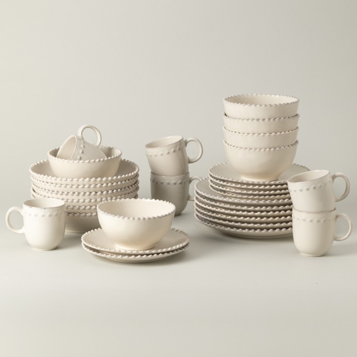 Set Table 30 Pièces avec Tasse Pearl en grès