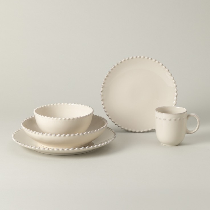 Set Table 30 Pièces avec Tasse Pearl en grès