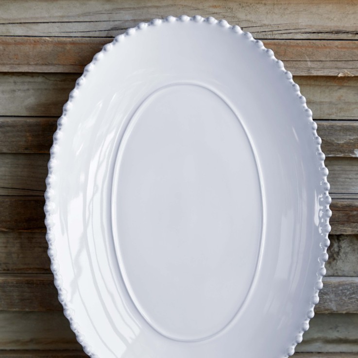 Plat Ovale Pearl en grès
