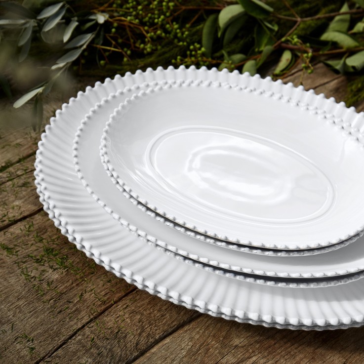 Plat Ovale Pearl en grès