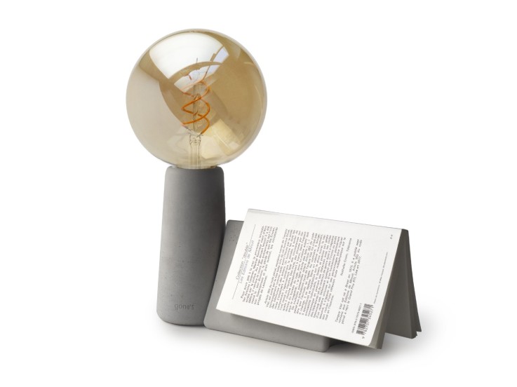 Lampe à poser béton et marque-page Phare + Bicoque style Edison