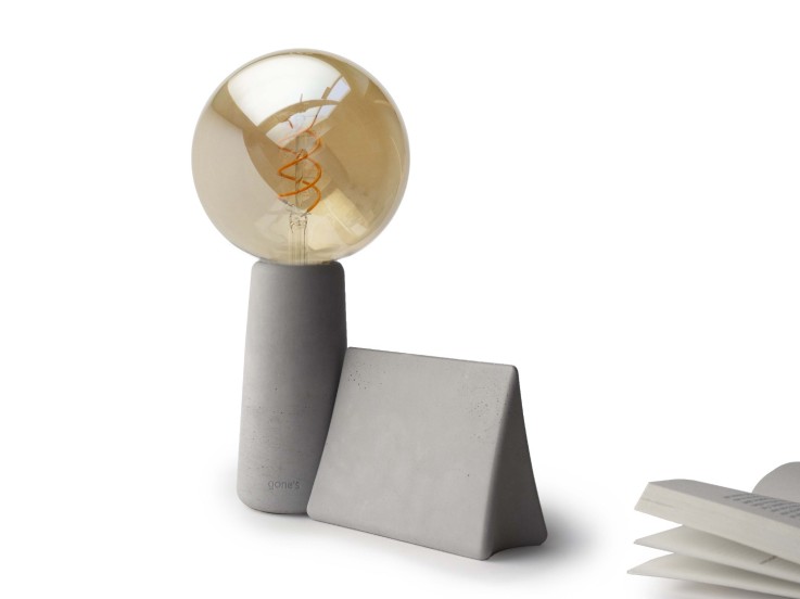 Lampe à poser béton et marque-page Phare + Bicoque style Edison