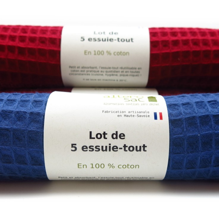 Essuie-tout lavable en Coton x 5