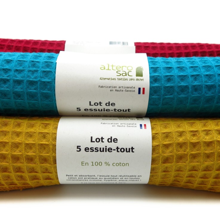Essuie-tout lavable en Coton x 5