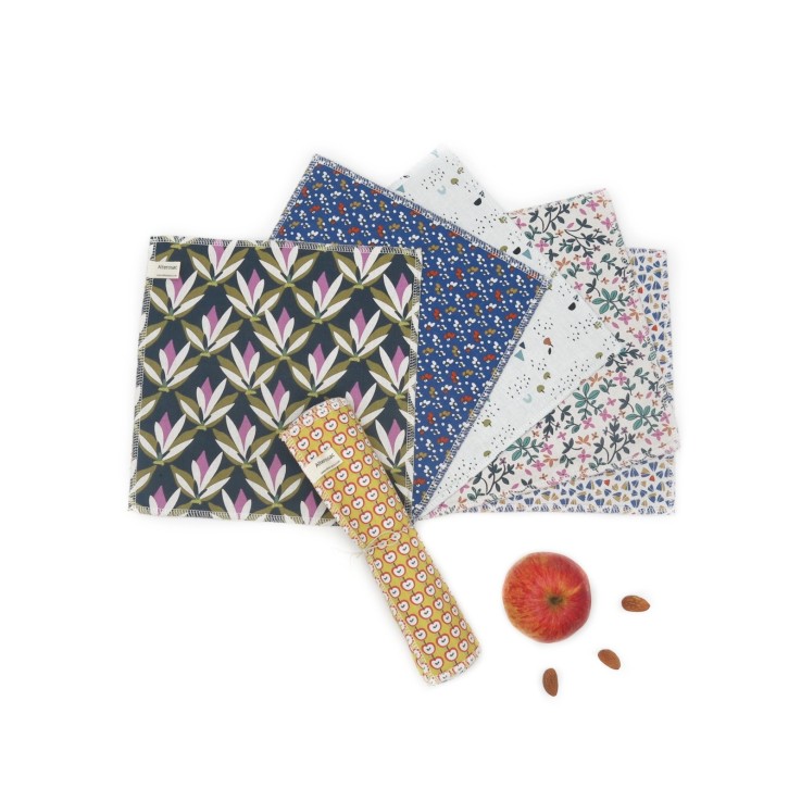 Essuie-tout lavable doublé en Coton x 5
