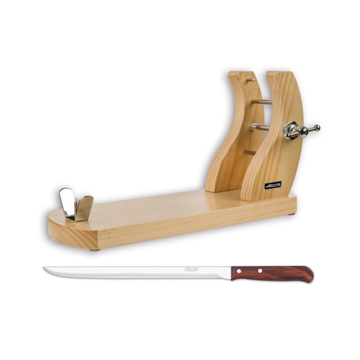 Pack Support en Pin + Couteau à jambon en Acier Inoxidable (inox)  lame 25 cm
