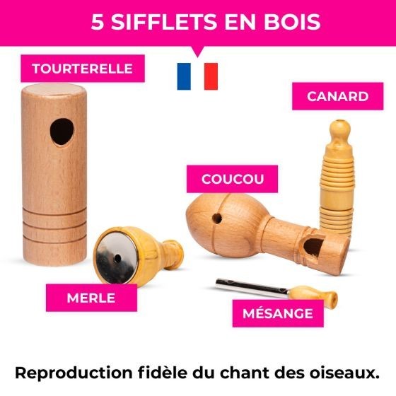 Coffret de 5 appeaux soufflés