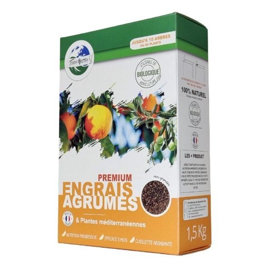 Engrais Agrumes  et  Plantes Méditerranéennes - Premium - Prêt à l'emploi - 1,5 kg