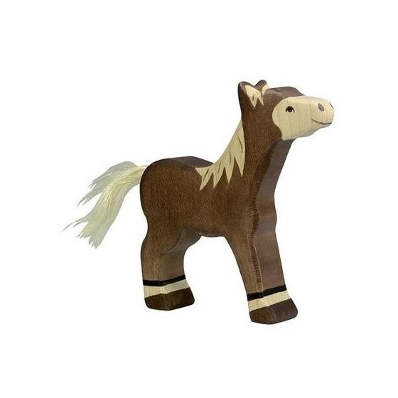 Figurine Holtztiger Poulain debout - Marron foncé