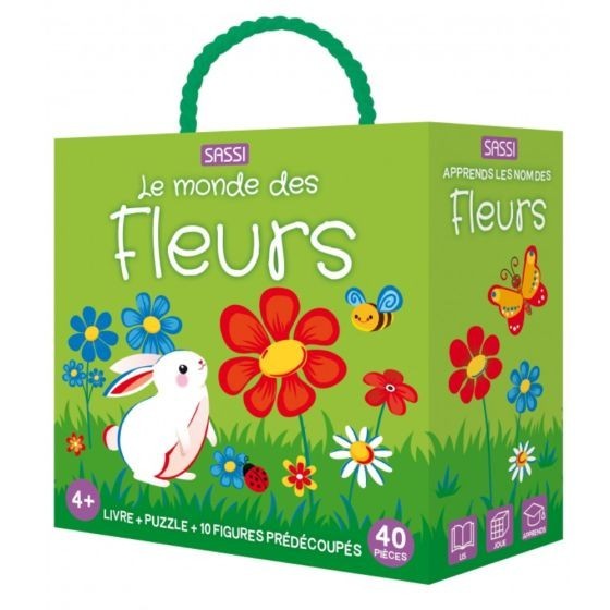Coffret Le monde des fleurs : Livre, Puzzle & Figurines