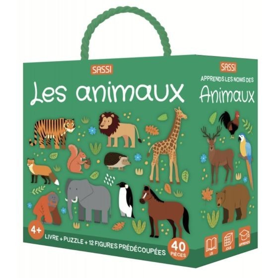 Coffret Les animaux : Livre, Puzzle & Figurines