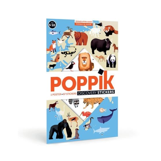 Poster découverte avec stickers Animaux du monde