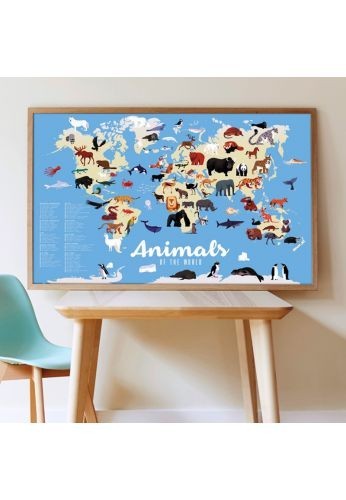 Poster découverte avec stickers Animaux du monde
